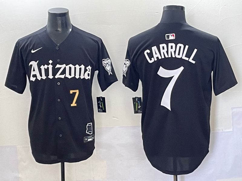 Men 2025 Arizona Diamondback #7 Carroll Black Five generations Joint Name Nike MLB Jersey style 8->arizona diamondback->MLB Jersey